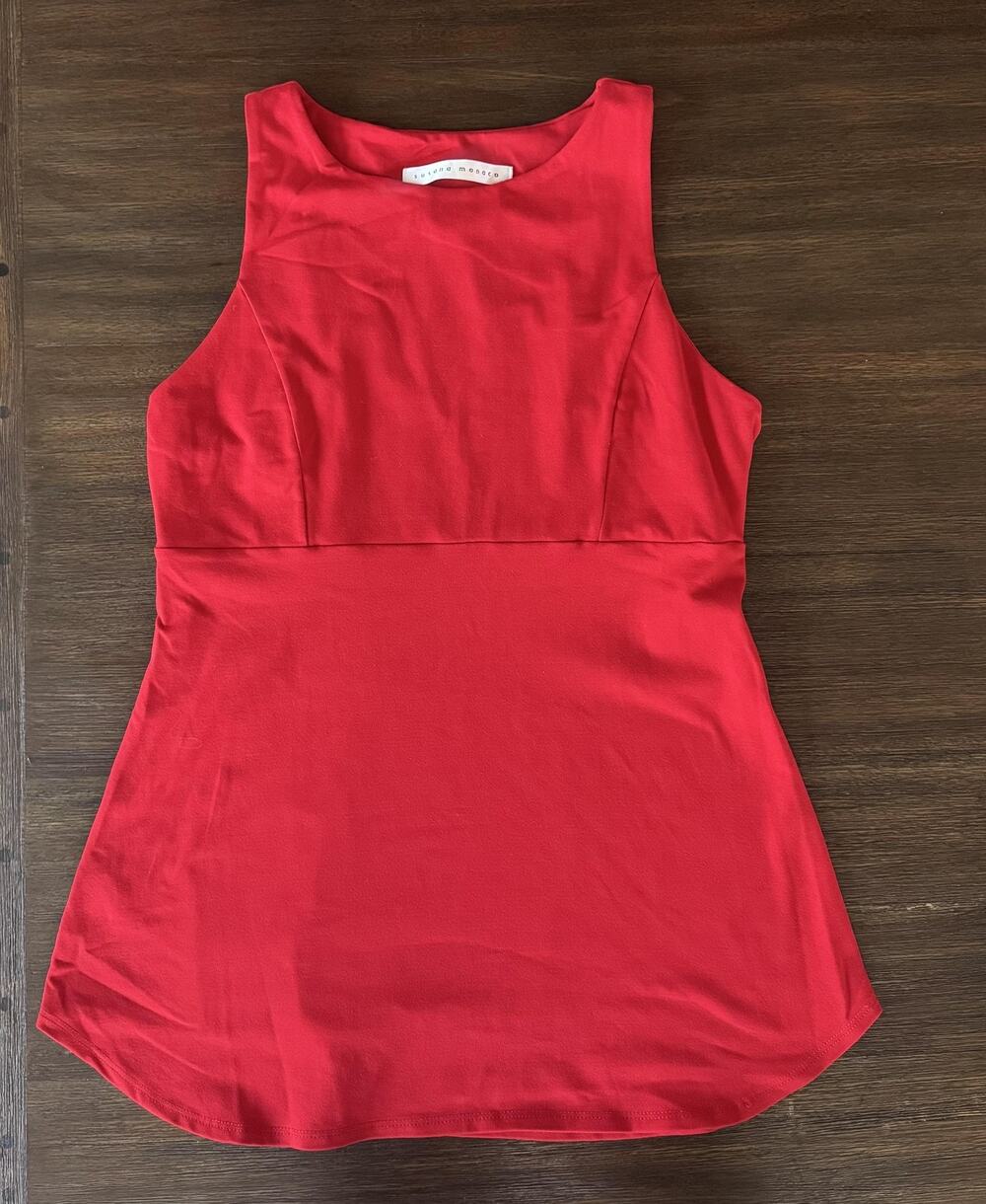 Susana Monaco Tank Top Womens Large Red Scoop Neck Stretch Jersey Summer USA